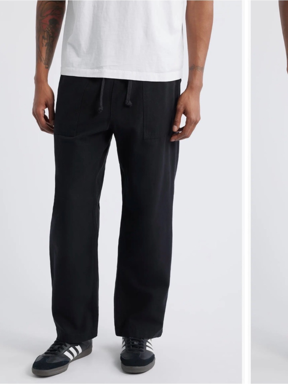 Men's Black Cargo Pants with Utility Patch